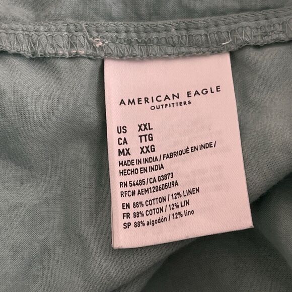 American Eagle 2021 Linen Cotton Floral Crop Top Blouse Women's Size XXL - Picture 5 of 8